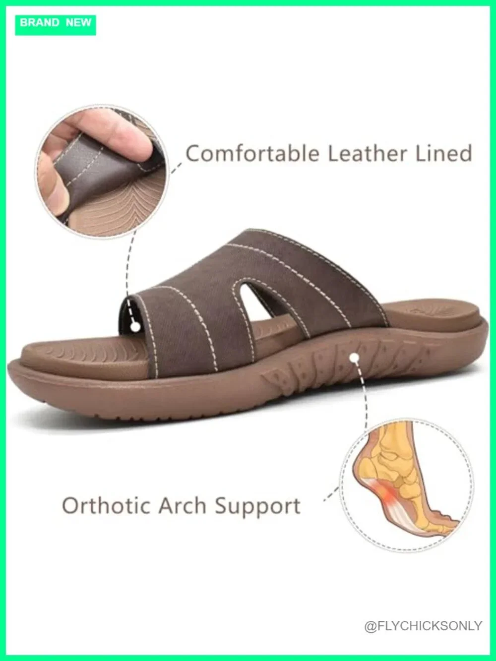Womens Orthotic Slides Arch Support Slip On Walking Sandals Lightweight Yoga